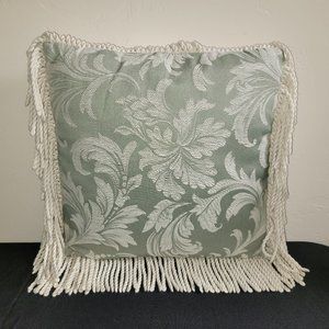 Square Damask Throw Pillow w/ Twisted Fringe.